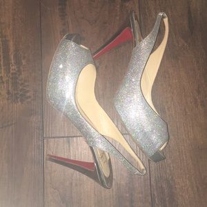 Louboutin heels, sparkly, peep toe, size 41